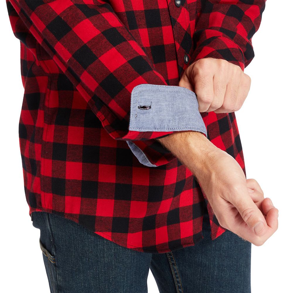 Camisa Masculino - Timberland Pro® Woodfort Mid-Weight Flex Flannel Work - WMVBY5827 - Pretas/Vermel